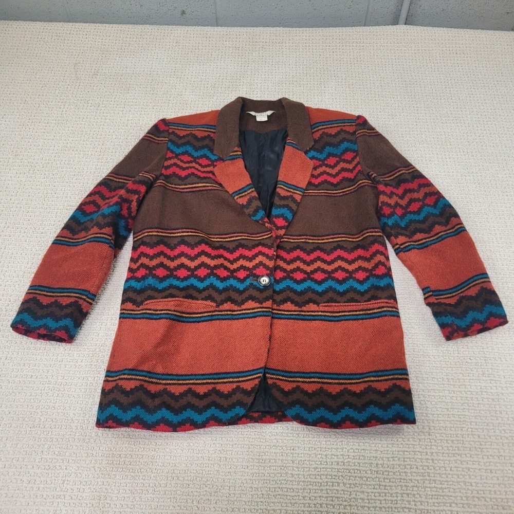 VTG Index by Melrose Jacket Womens Medium Orange Brown Blazer Business Casual